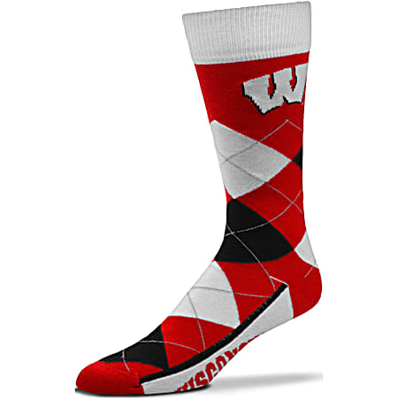 Adult Wisconsin Badgers Argyle Lineup Red & White Socks