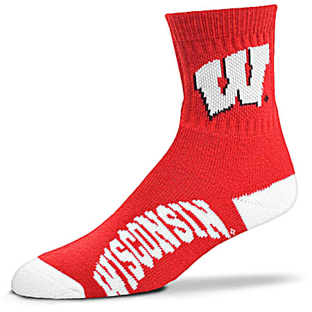 Adult Wisconsin Badgers Team Colored Quarter Crew Socks