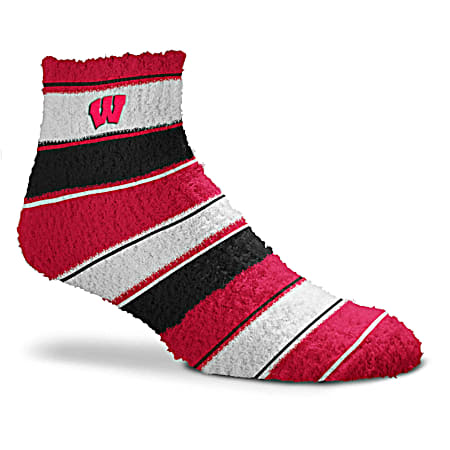 Adult Wisconsin Badgers Skip Stripe Fuzzy Socks