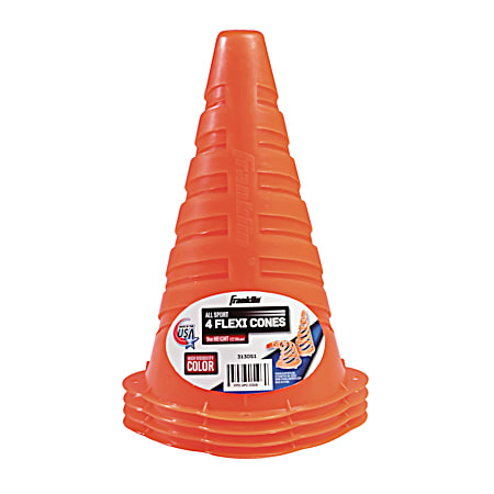 9 in Orange Flexible Soccer Cones - 4 Pk