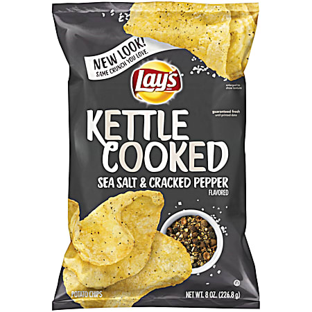 8 oz Kettle Cooked Sea Salt & Cracked Pepper Flavored Potato Chips