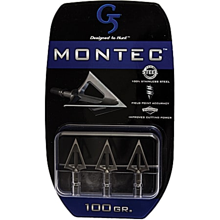 G5 Outdoors Montec 100 Grain 3-Blade Broadheads - 3 Pk