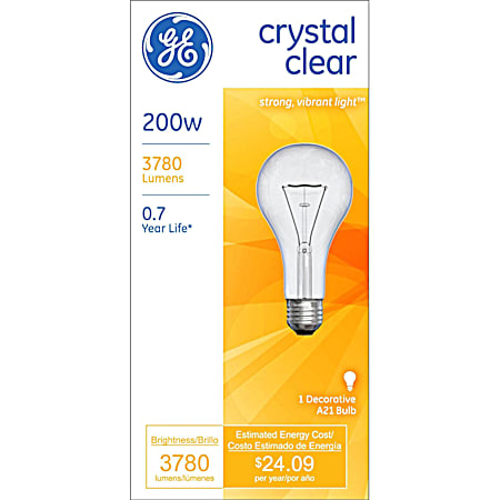 200W A21 Crystal Clear Standard Light Bulb