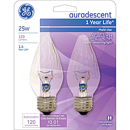 25W Auradescent Flame Tip Decorative Bulbs - 2 Pk.