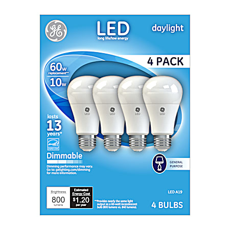 60W LED Daylight Light Bulb - 4 Pk.