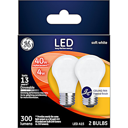 40W LED Soft White Frosted Light Bulbs - 2 Pk