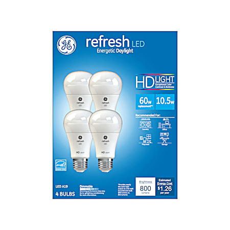 10.5W LED Refresh HD Daylight Light Bulbs - 4 Ct