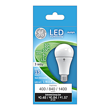 30-70-100W A21 LED 5000K 3-Way Light Bulb - 1 Pk