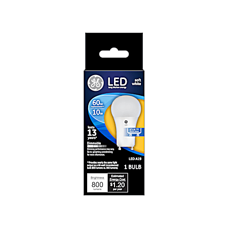 10W A19 LED 2700K Frosted Bi Pin Light Bulb - 1 Pk