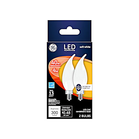 4W LED CAC Soft White Frosted Bent Tip Decorative Bulbs - 2 Pk