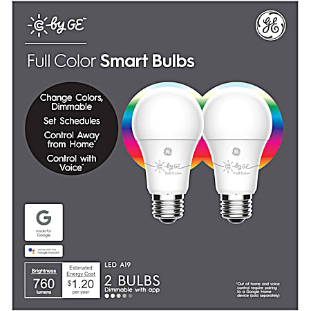 A19 C by GE Full Color Smart Bulb - 2 Pk