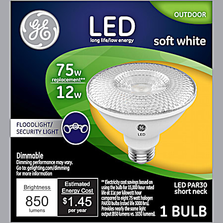 75W Equivalent PAR30 Short Neck LED Soft White Dimmable Outdoor Floodlight