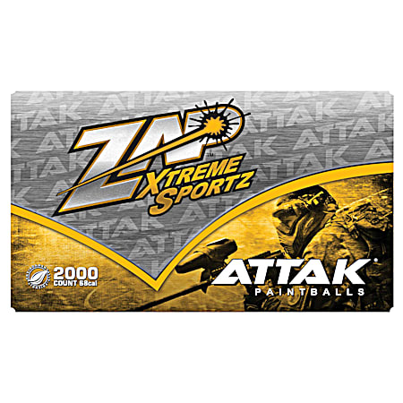 Zap 68Cal Attack Yellow Paintballs - 2,000 Ct