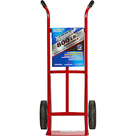 800 lb Red Dual-Handle Steel Hand Truck w/ 10 in Solid Puncture-Proof Tires