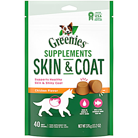 Greenies Skin & Coat Supplements Chicken Flavor - 40 Pk