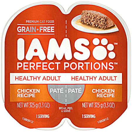 IAMS Perfect Portions 2.6 oz Healthy Adult Grain Free Chicken Recipe Pate Wet Cat Food