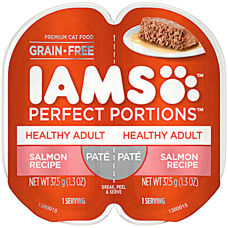 IAMS Perfect Portions 2.6 oz Healthy Adult Grain Free Salmon Recipe Pate Wet Cat Food
