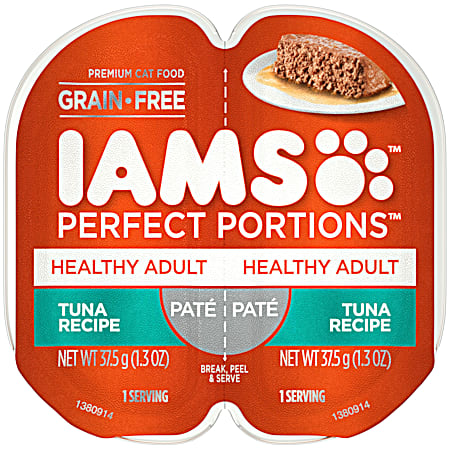 IAMS Perfect Portions 2.6 oz Healthy Adult Grain Free Tuna Recipe Pate Wet Cat Food