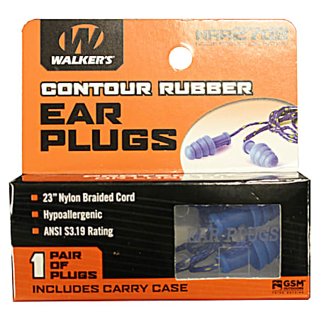 Walker's 1 Pair Blue Corded Earplug w/ Blue/Yellow Cord