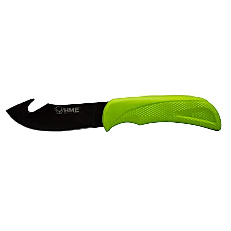 Lime Green 3.5 in Fixed Blade Knife w/ Gut-Hook