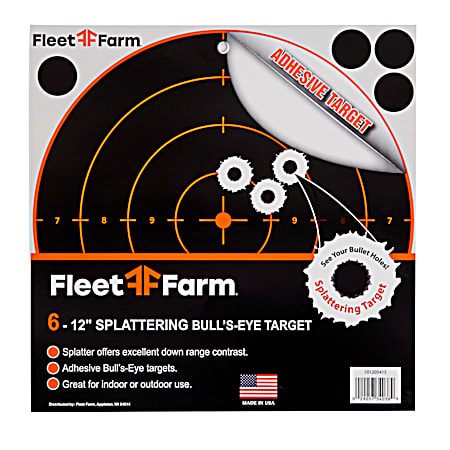 Fleet Farm 12 in Splattering Bull's-Eye Adhesive Target - 6 Pk