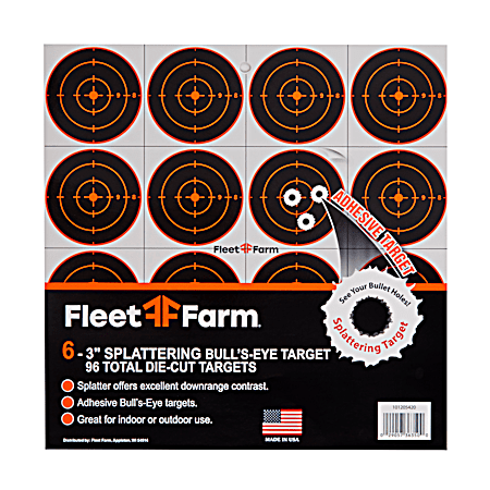 Fleet Farm 3 in Splattering Bull's-Eye Adhesive Target - 6 Pk