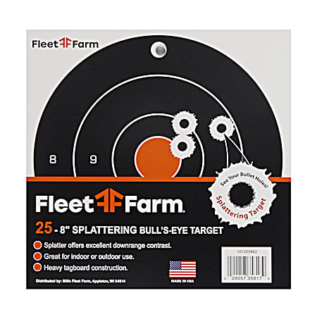 Fleet Farm 8 in Splattering Bull's-Eye Target - 25 Pk
