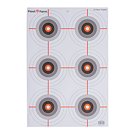 Fleet Farm 12x18 Multiple Bull’s-Eye Paper Target - 12 Pk