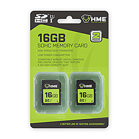 HME 16GB SD Memory Card - 2 Pk