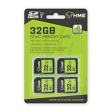 HME 32GB SDHC Memory Card - 4 Pk