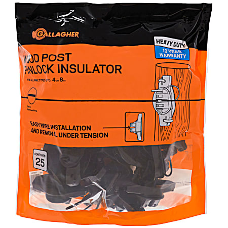 Black Wood Post Pinlock Insulator - 25 Pk