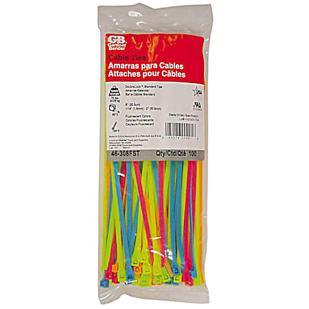 8 In. Neon Cable Ties - 100 Ct.