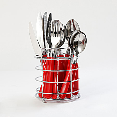 Gibson Home 16 pc Red Sensations II Flatware Set w/Wire Caddy