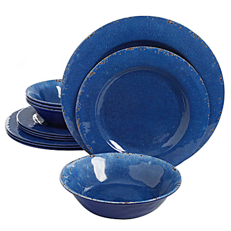 Mauna Melamine Cobalt Blue Dinnerware Set - 12 pc