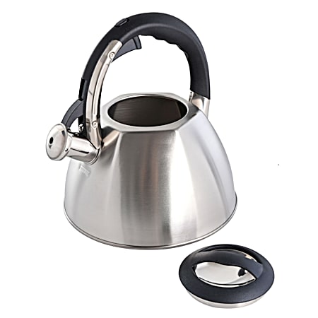 12-Cup Silver Stainless Steel Whistling Tea Kettle