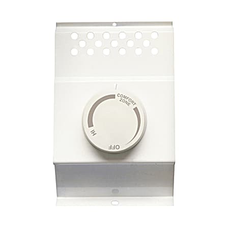 White Baseboard Built-In Double Pole Thermostat