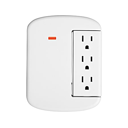 Globe Electric White 6-Outlet Wall Tap Surge Protection - Outlets on the Side/One Side Swivel
