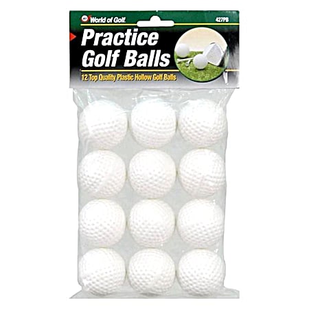 White Hollow Practice Golf Balls - 12 Pk