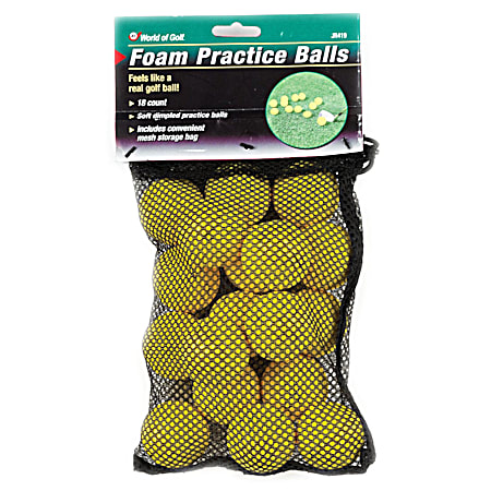 Jef World Of Golf Yellow Foam Practice Golf Balls - 18 Ct