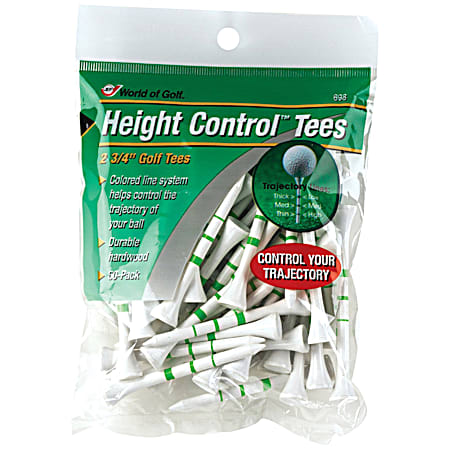 White Height Control Golf Tees - 75 Pk
