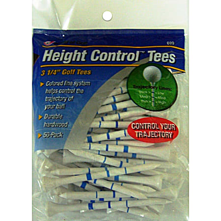White Height Control Golf Tees - 50 Pk