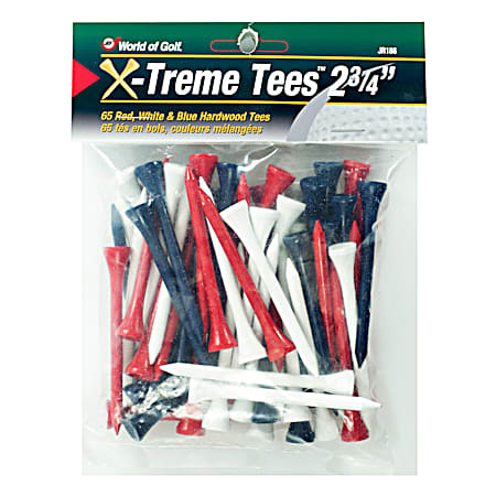 X-Treme 2.75 in Red/White/Blue Golf Tees - 65 Pk