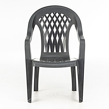 Gray Lattice High Back Chair