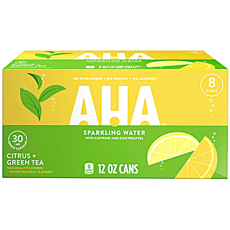 AHA 12 oz Citrus + Green Tea w/ Caffeine & Electrolytes - 8 Pk