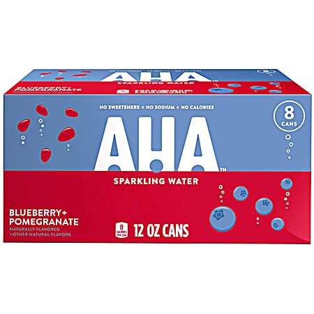 AHA 12 oz Blueberry + Pomegranate Sparkling Water - 8 Pk
