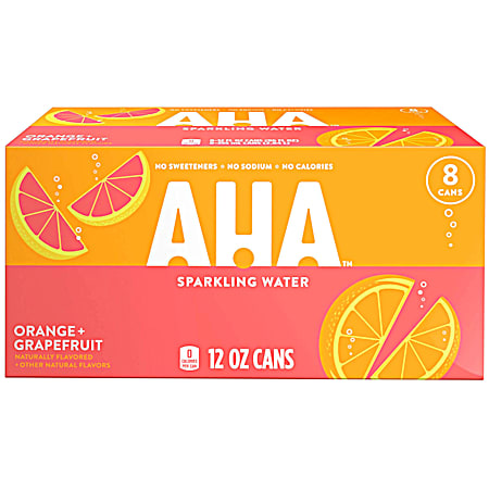 AHA 12 oz Orange + Grapefruit Sparkling Water - 8 Pk
