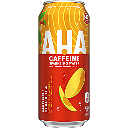 AHA 16 oz Mango + Black Tea Sparkling Water