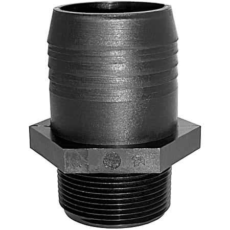 3/4 in MPT x 3/8 in Hose Barb Black Polypropylene Adapter