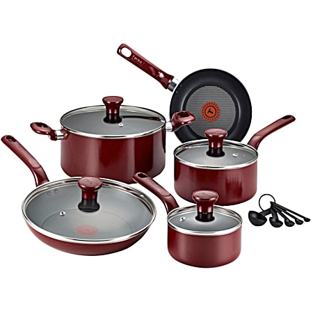 Excite 14 Piece Red Non-Stick Cookware Set