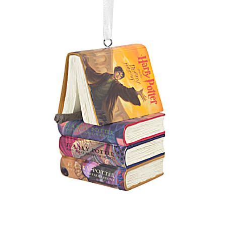 Harry Potter Stacked Books w/ Wand Christmas Ornament